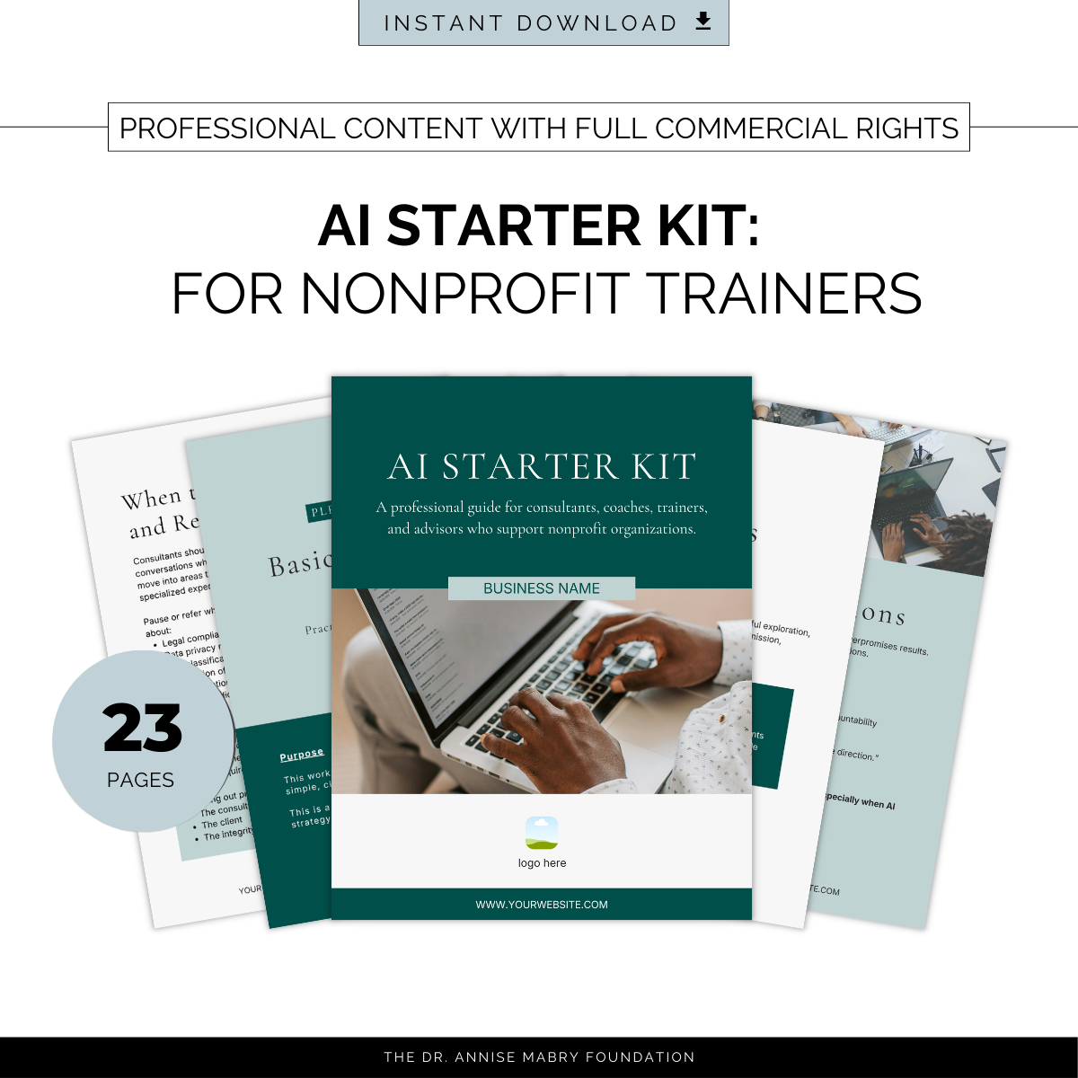 AI Starter Kit for Nonprofit Consultants & Trainers | PLR Toolkit & Canva Template