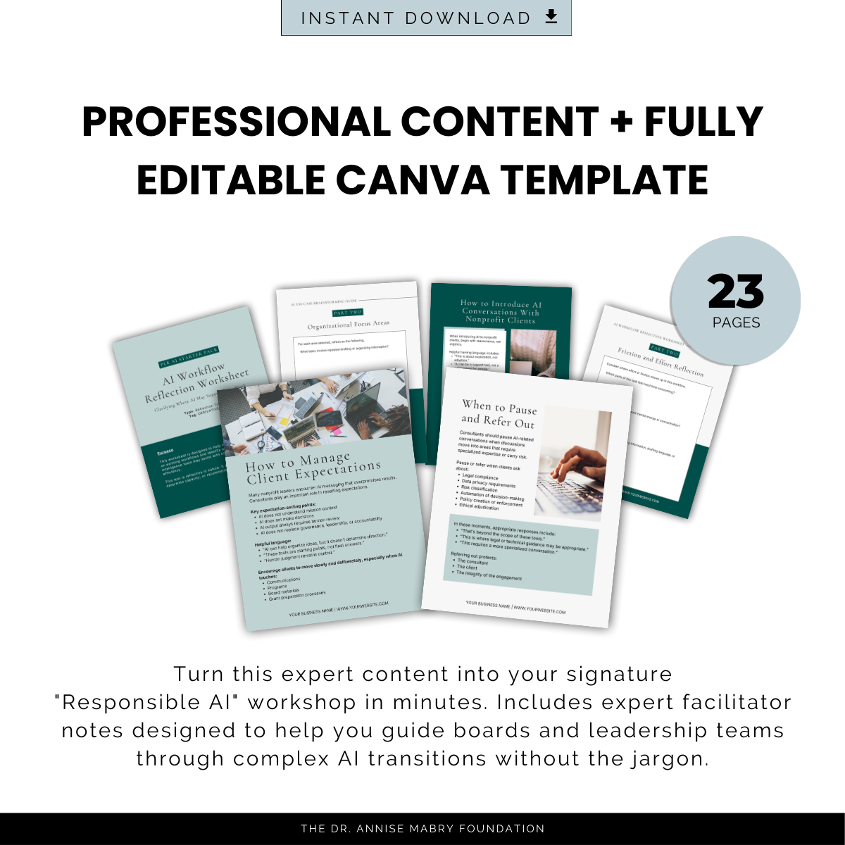 AI Starter Kit for Nonprofit Consultants & Trainers | PLR Toolkit & Canva Template