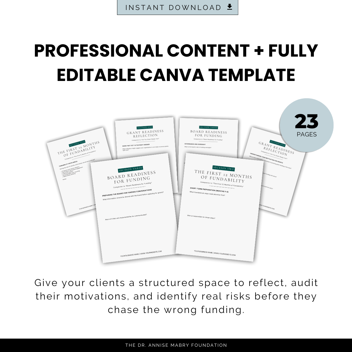 Grant Readiness Essentials: Workbook for Nonprofit Funding | PLR Companion Workbook & Canva Template