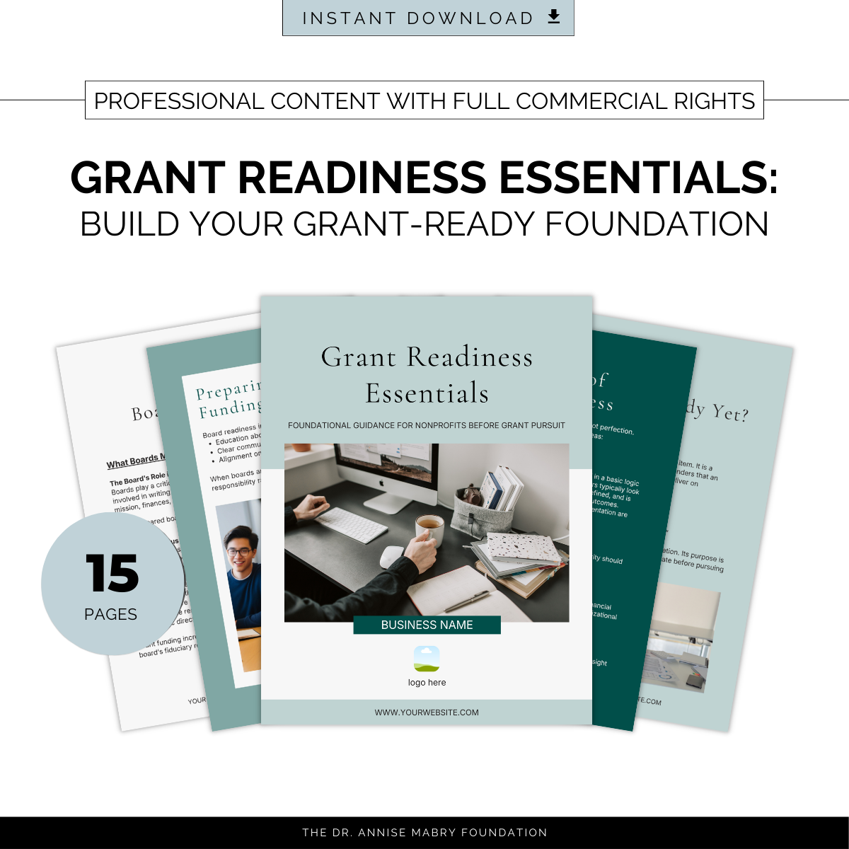 Grant Readiness Essentials: Foundational Guidance for Nonprofits | PLR eBook & Canva Template