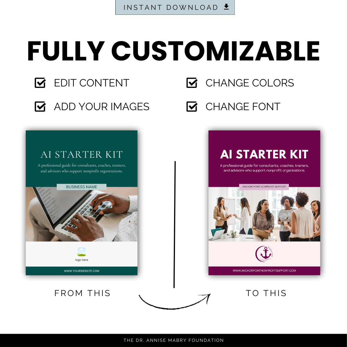 AI Starter Kit for Nonprofit Consultants &amp; Trainers | PLR Toolkit &amp; Canva Template