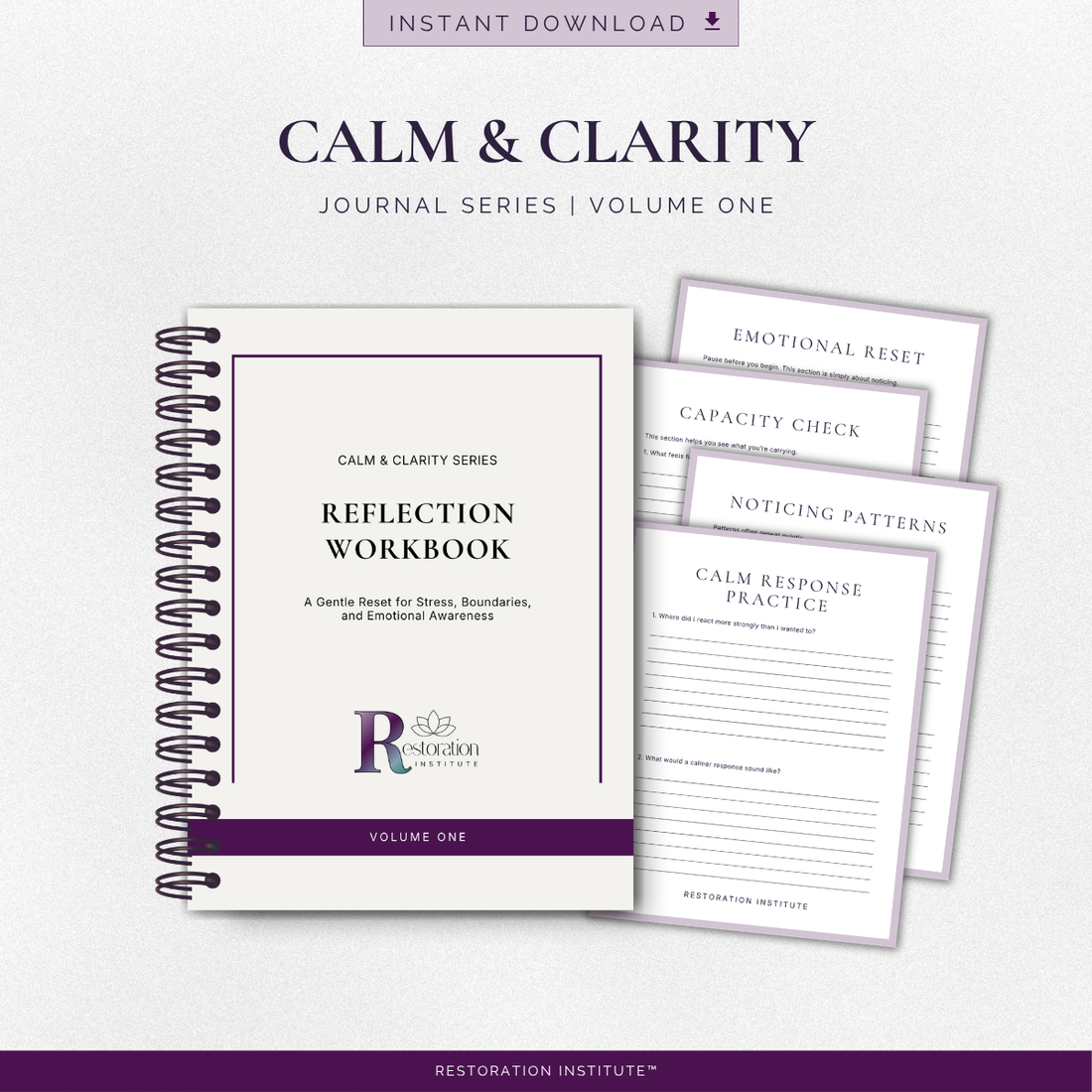 Calm &amp; Clarity Journal Vol. 1: Stress Reset &amp; Emotional Awareness