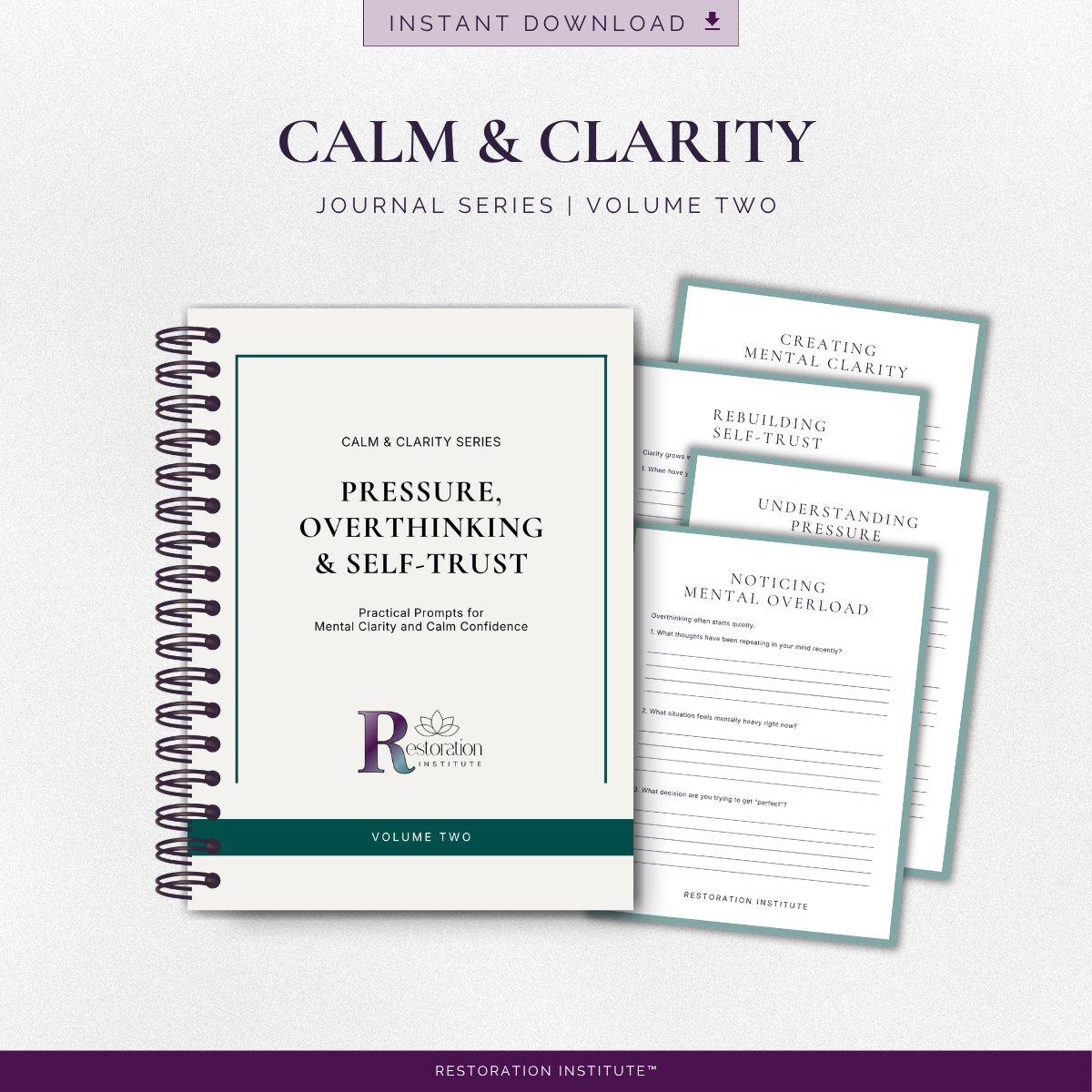 Calm &amp; Clarity Journal Vol. 2: Overthinking &amp; Building Self-Trust