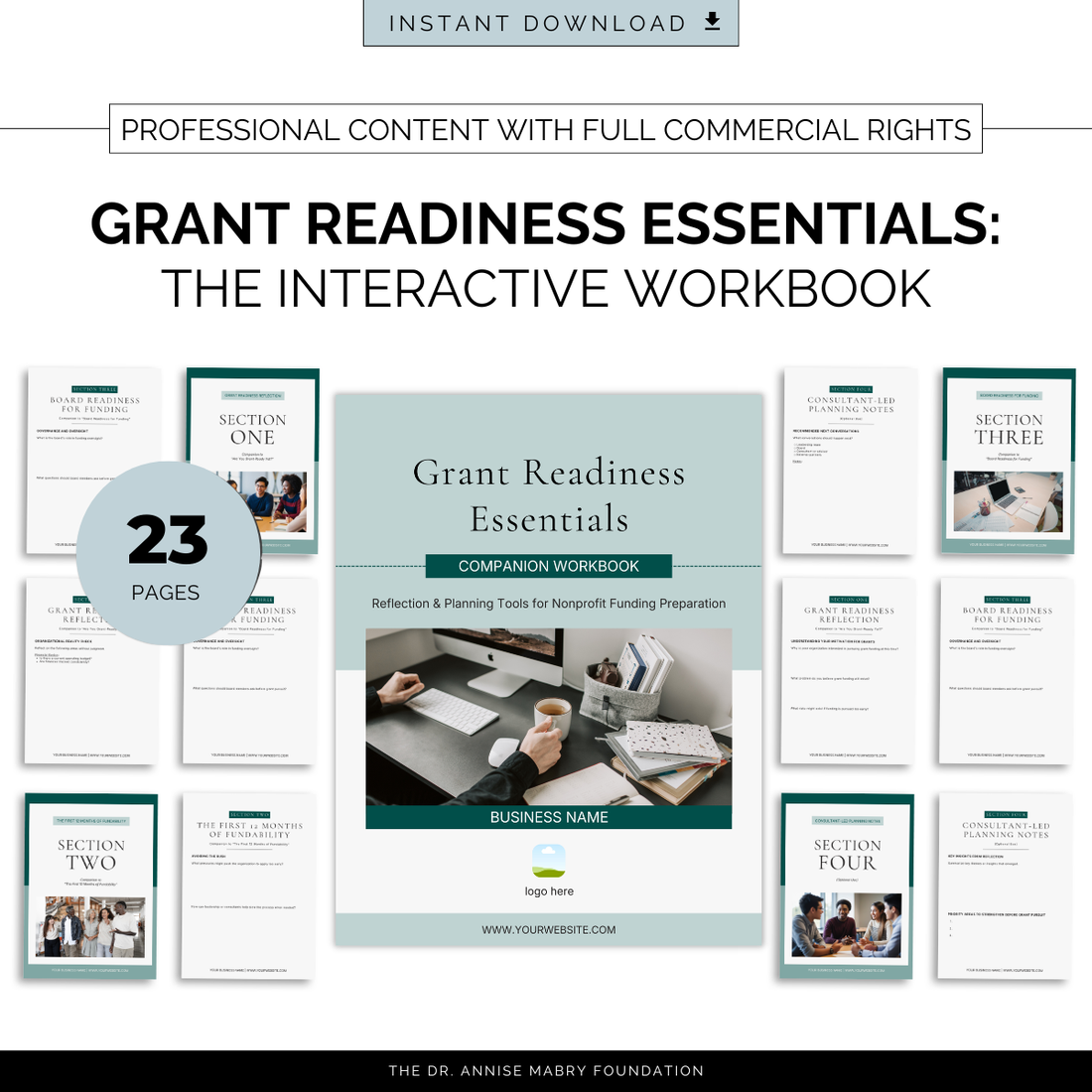 Grant Readiness Essentials: Workbook for Nonprofit Funding | PLR Companion Workbook &amp; Canva Template