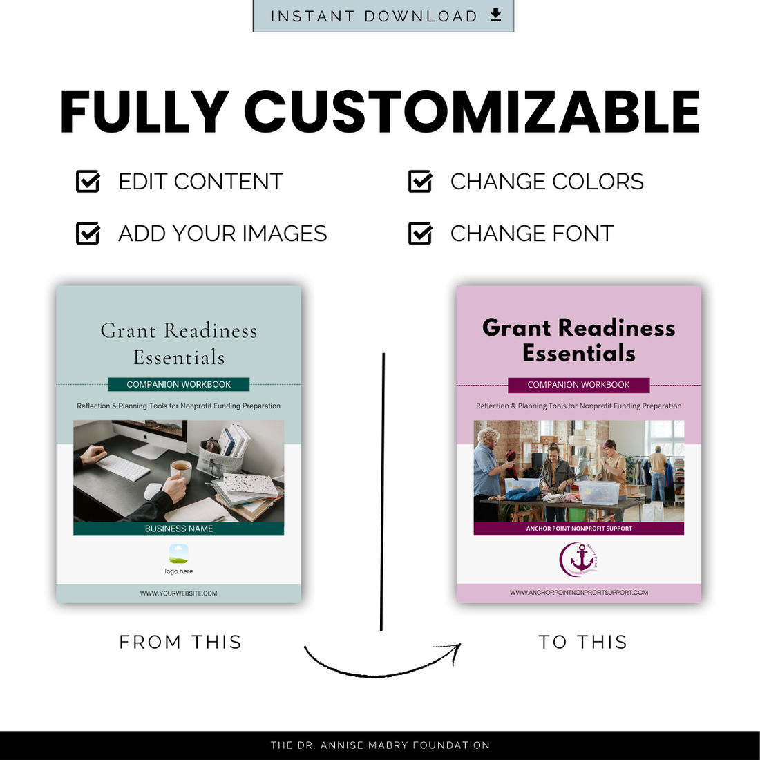 Grant Readiness Essentials: Workbook for Nonprofit Funding | PLR Companion Workbook &amp; Canva Template