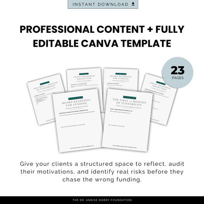 Grant Readiness Essentials: Workbook for Nonprofit Funding | PLR Companion Workbook &amp; Canva Template