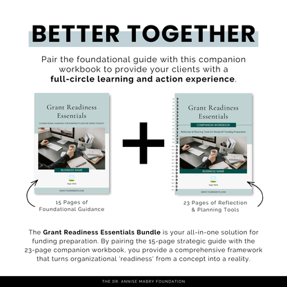 Grant Readiness Essentials: Workbook for Nonprofit Funding | PLR Companion Workbook &amp; Canva Template