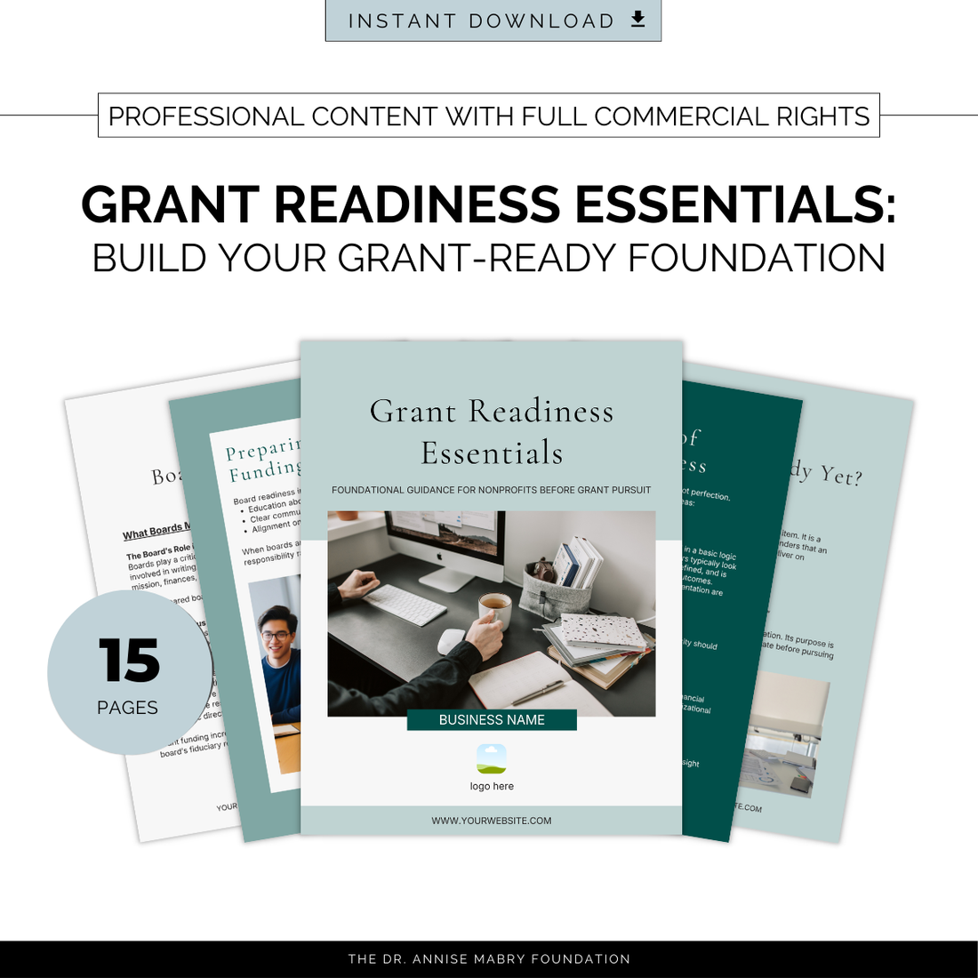 Grant Readiness Essentials: Foundational Guidance for Nonprofits | PLR eBook & Canva Template