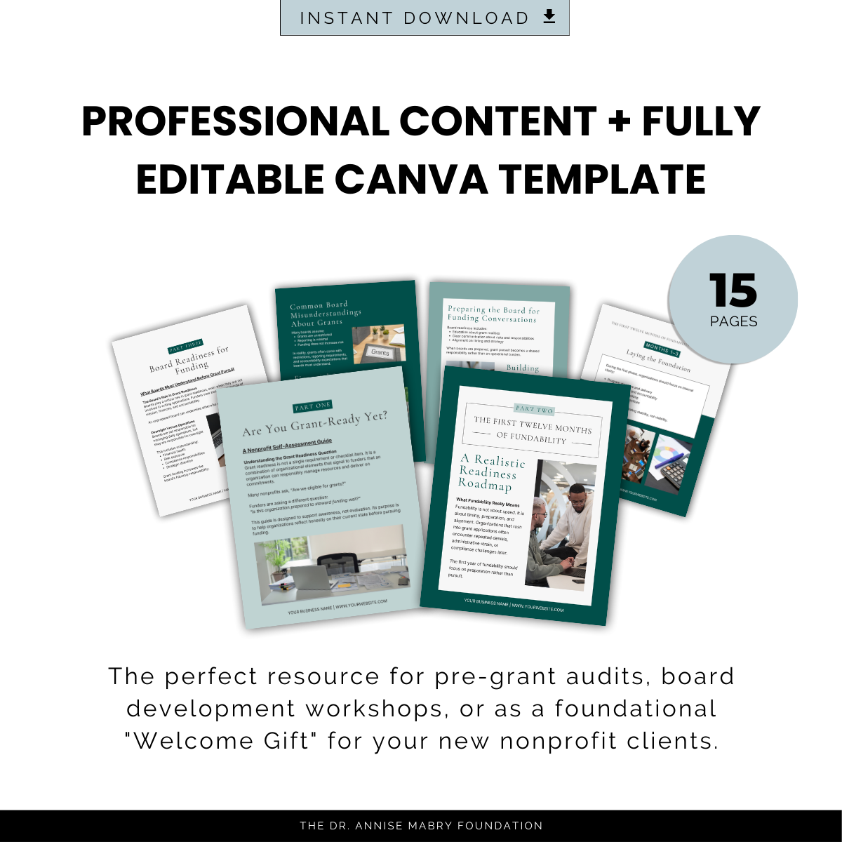 Grant Readiness Essentials: Foundational Guidance for Nonprofits | PLR eBook &amp; Canva Template