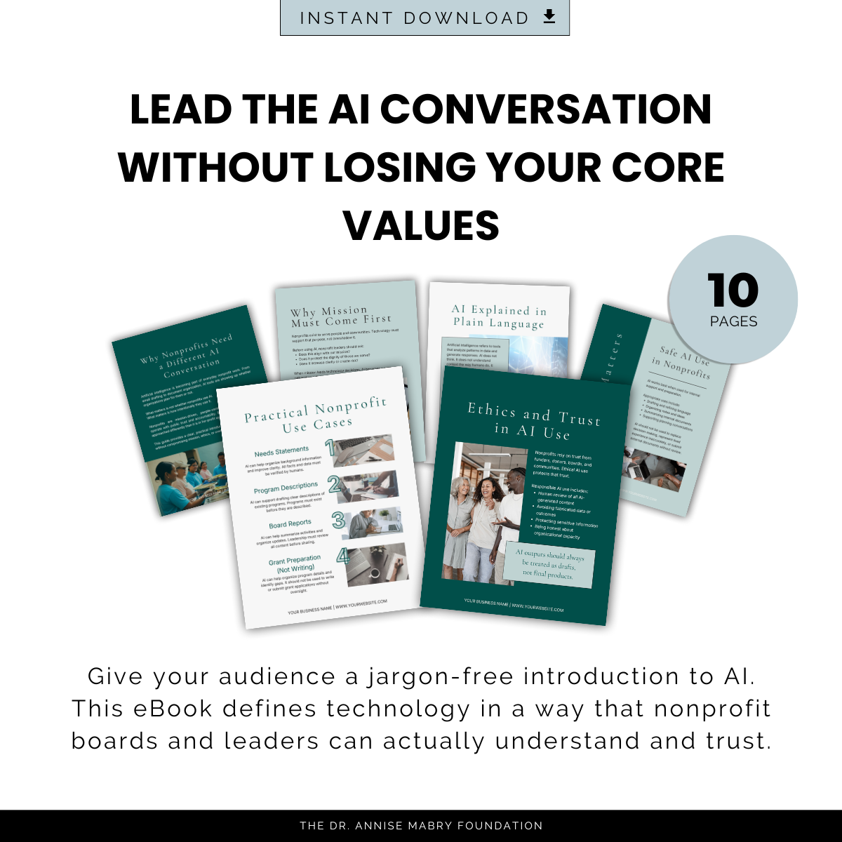 AI For Nonprofits: How to Use Technology Without Losing Your Mission | PLR eBook &amp; Canva Template